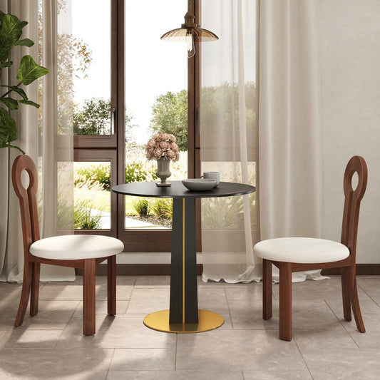 Nero Sintered Stone Bistro Table | 34" Black Round With Wood Base