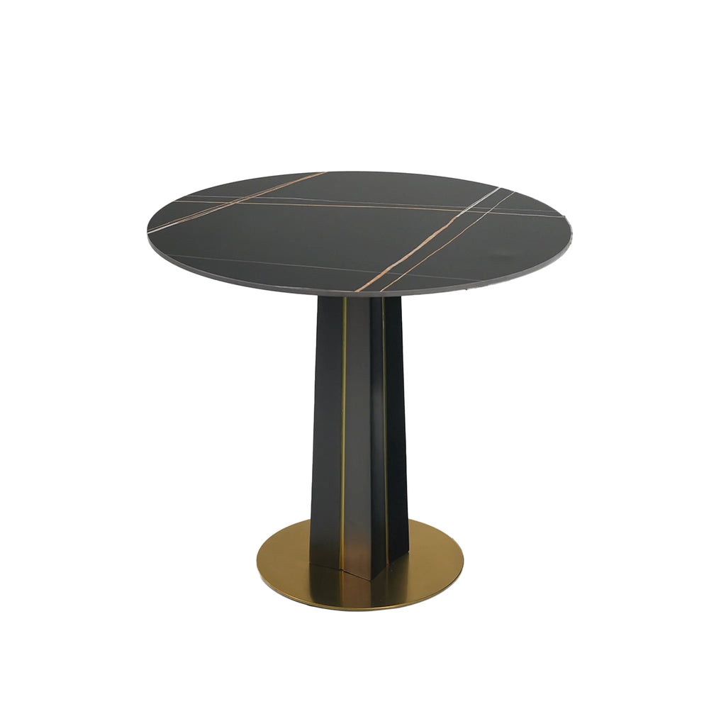 Nero Sintered Stone Bistro Table | 34" Black Round With Wood Base