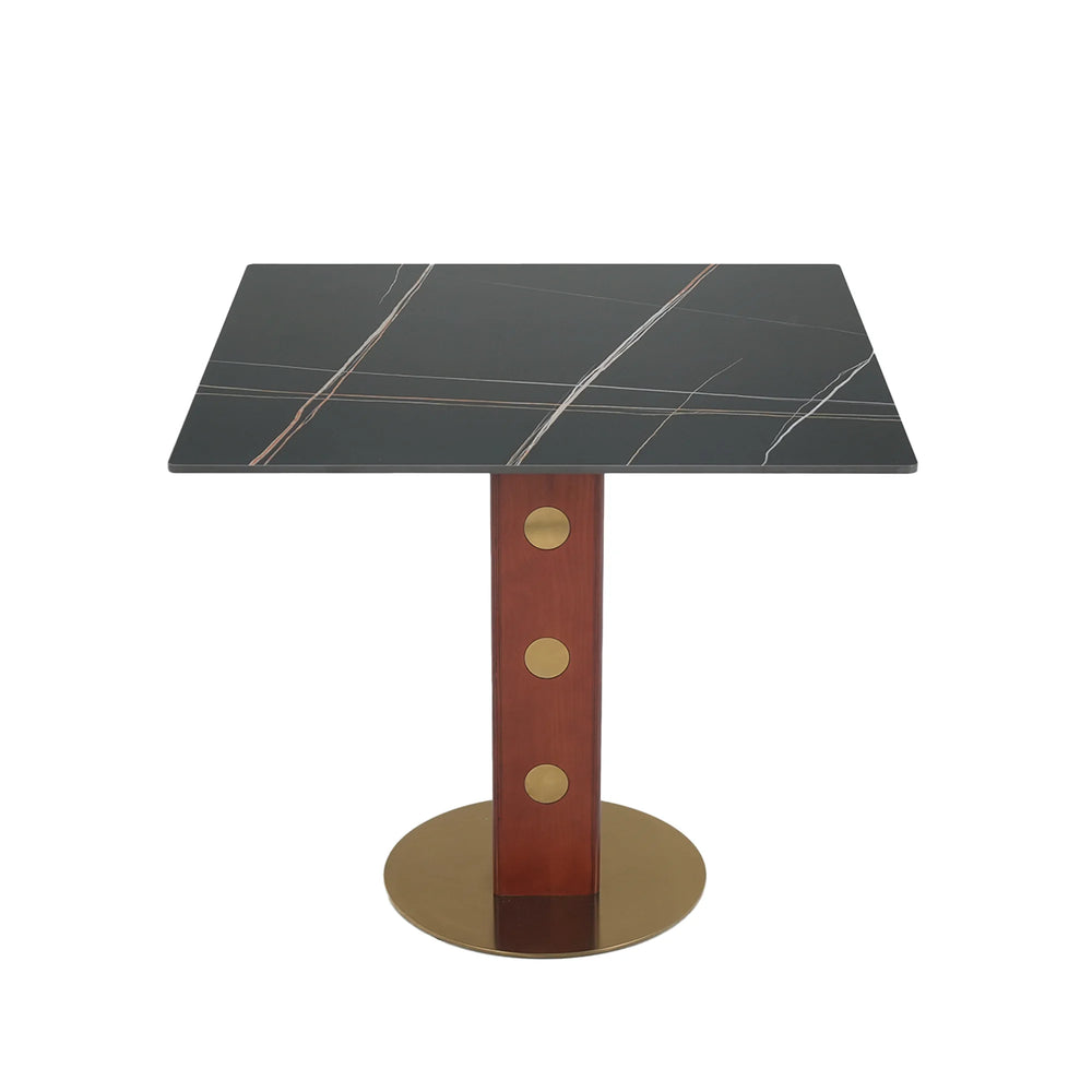 Nero Sintered Stone Bistro Table | 34" Black Square With Wood Base