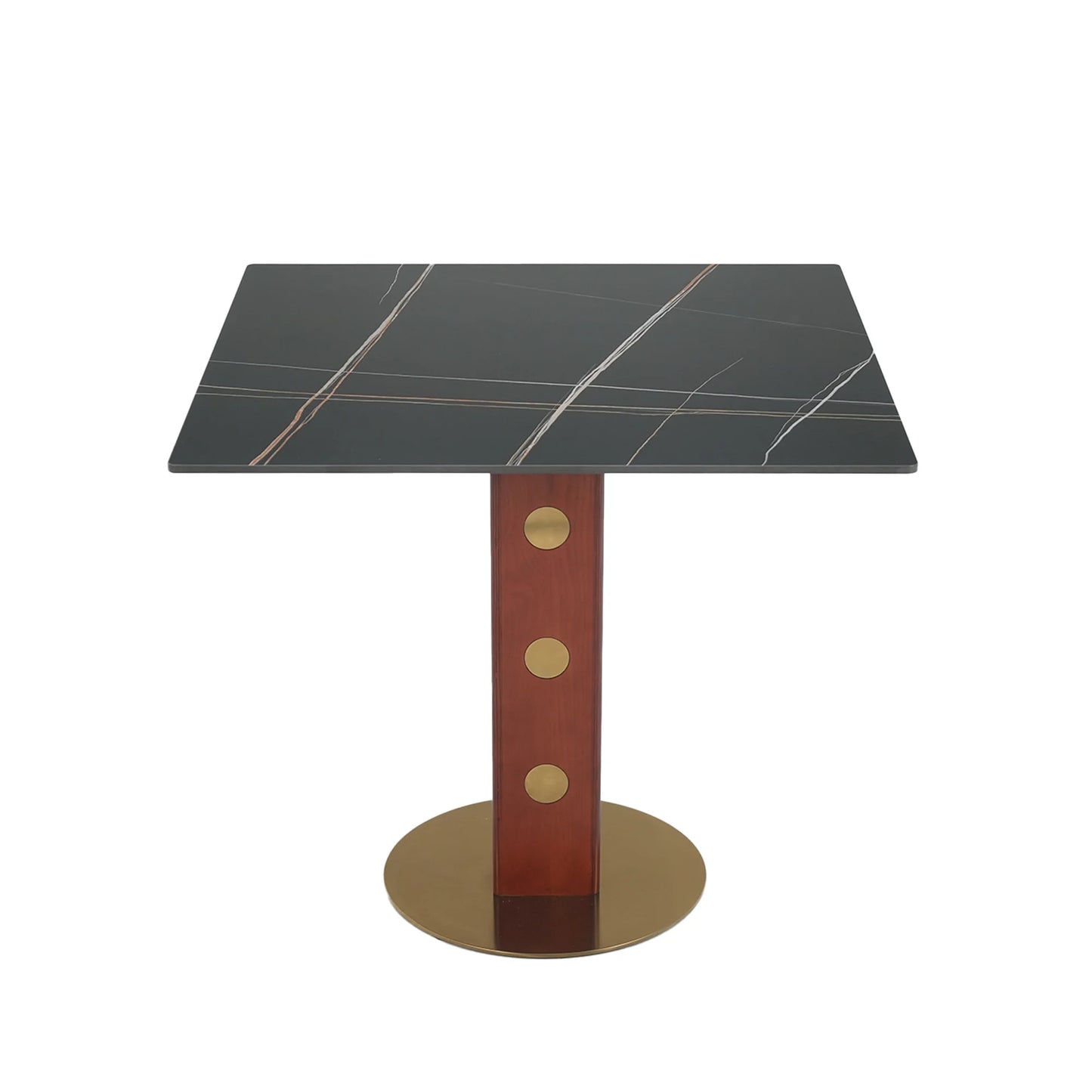 Nero Sintered Stone Bistro Table | 34" Black Square With Wood Base