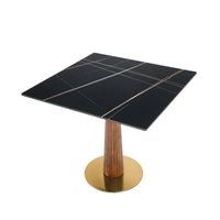 Nero Sintered Stone Bistro Table | 34" Black Square With Wood Base