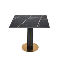 Nero Sintered Stone Bistro Table | 34" Black Square With Wood Base