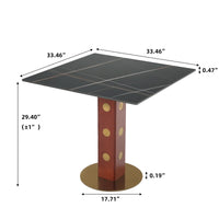 Nero Sintered Stone Bistro Table | 34" Black Square With Wood Base