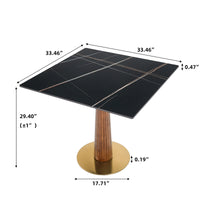 Nero Sintered Stone Bistro Table | 34" Black Square With Wood Base