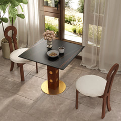 Nero Sintered Stone Bistro Table | 34" Black Square With Wood Base