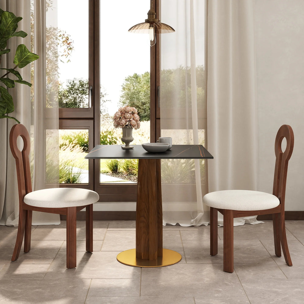 Nero Sintered Stone Bistro Table | 34" Black Square With Wood Base