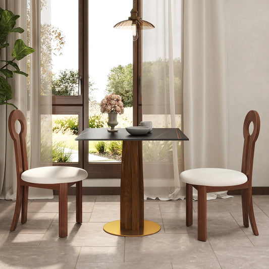 Nero Sintered Stone Bistro Table | 34" Black Square With Wood Base