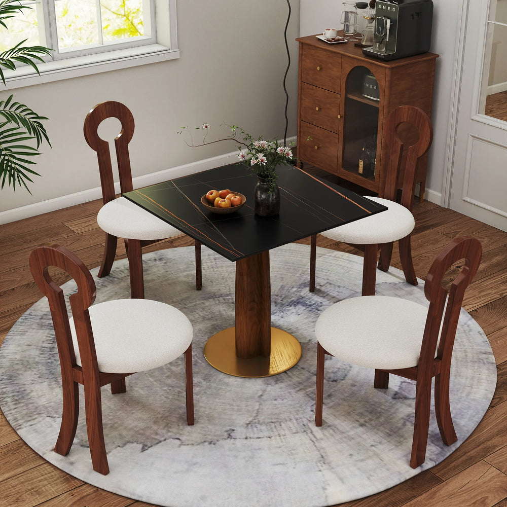 Nero Sintered Stone Bistro Table | 34" Black Square With Wood Base