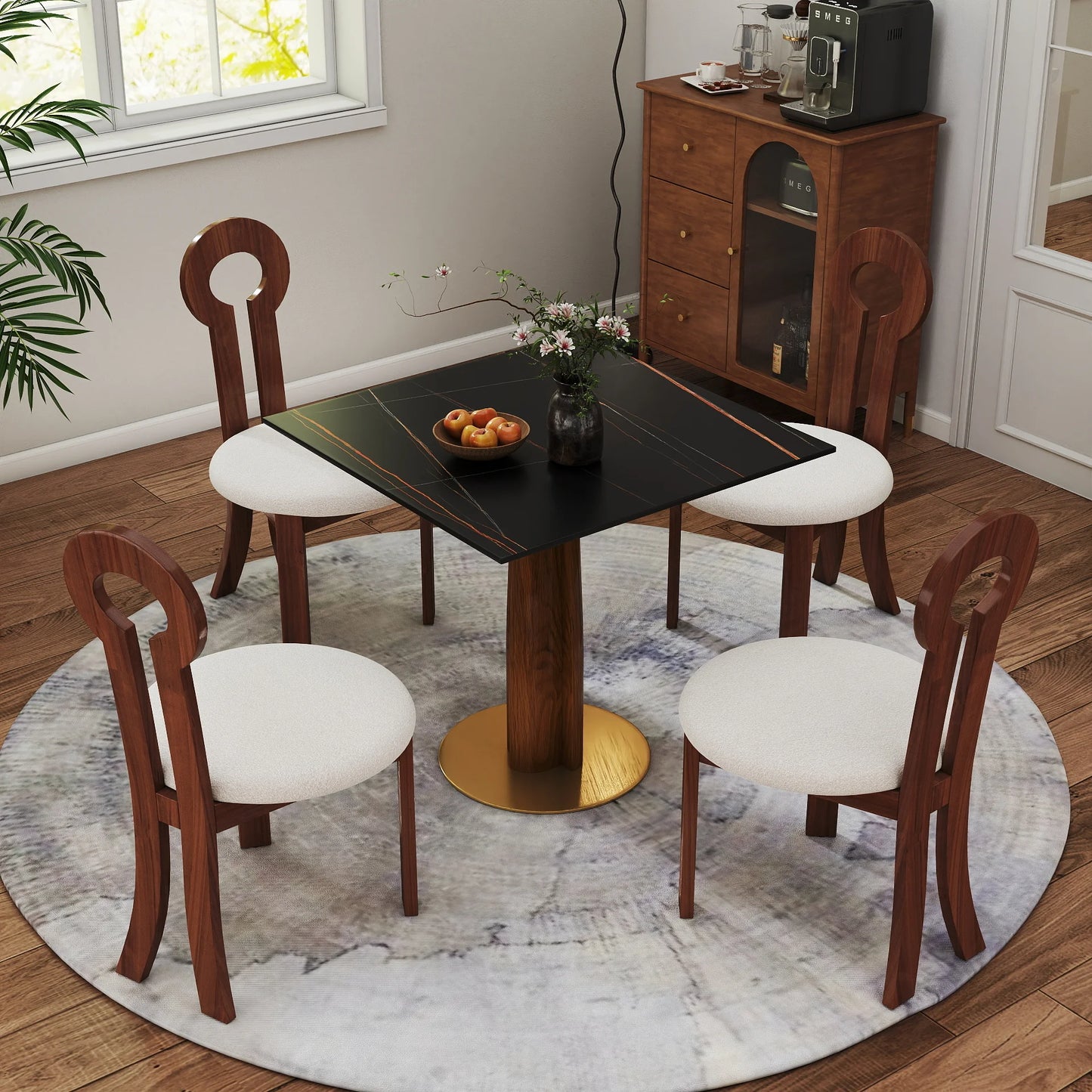 Nero Sintered Stone Bistro Table | 34" Black Square With Wood Base