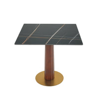 Nero Sintered Stone Bistro Table | 34" Black Square With Wood Base