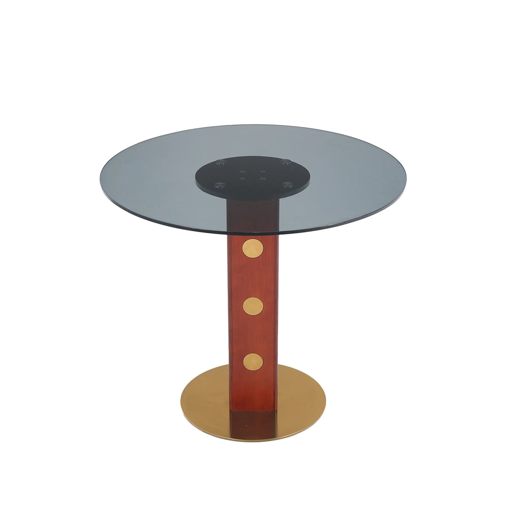 Oro Glass Bistro Table | 34" Gray Round With Wood Base