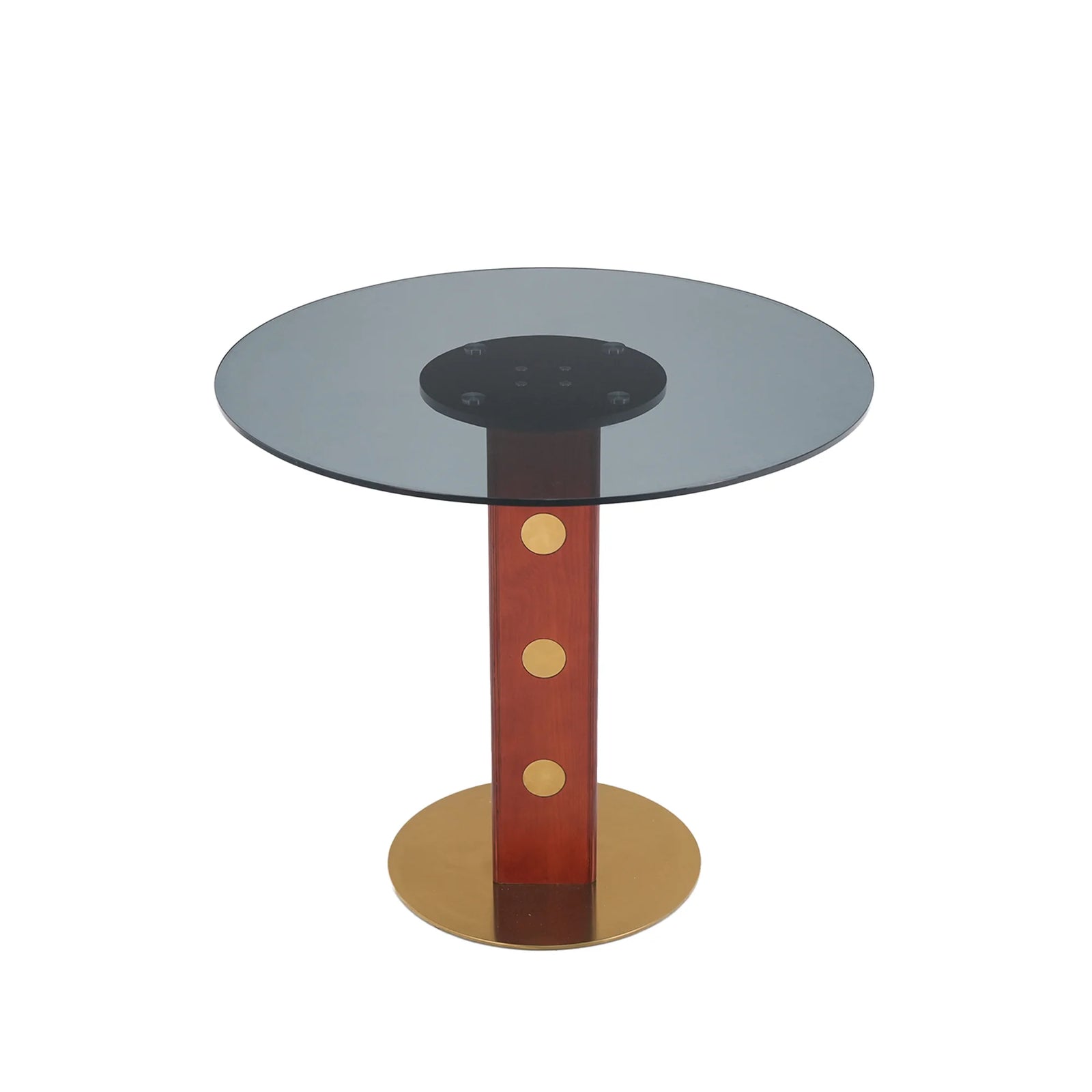 Mesa de bistró Oro Glass | Redonda gris de 86 cm con base de madera