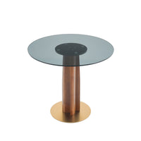 Oro Glass Bistro Table | 34" Gray Round With Wood Base