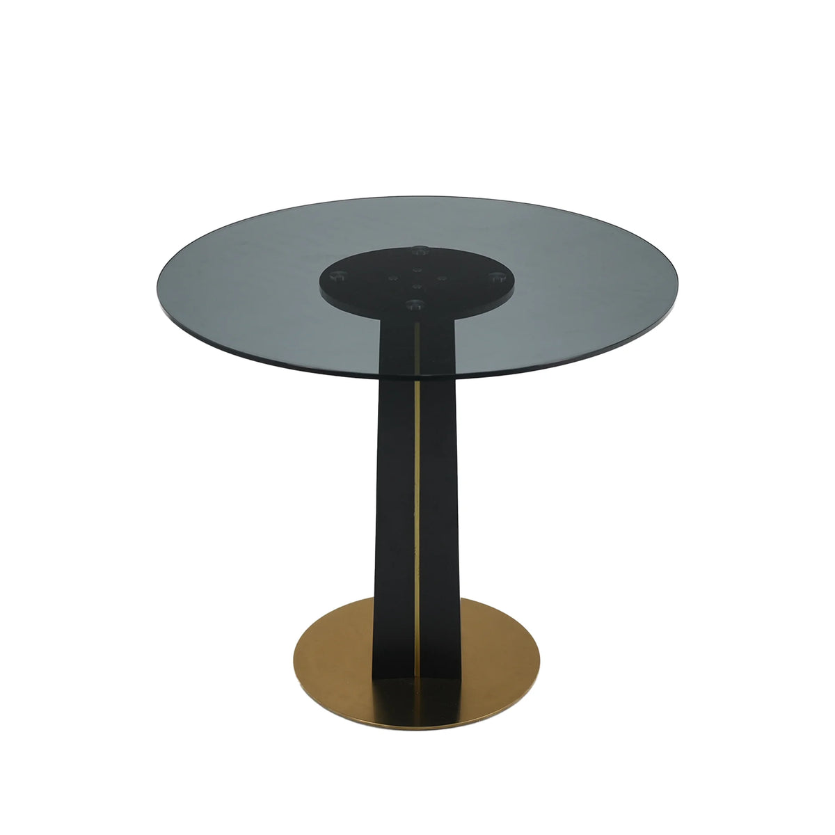 Oro Glass Bistro Table | 34" Gray Round With Wood Base