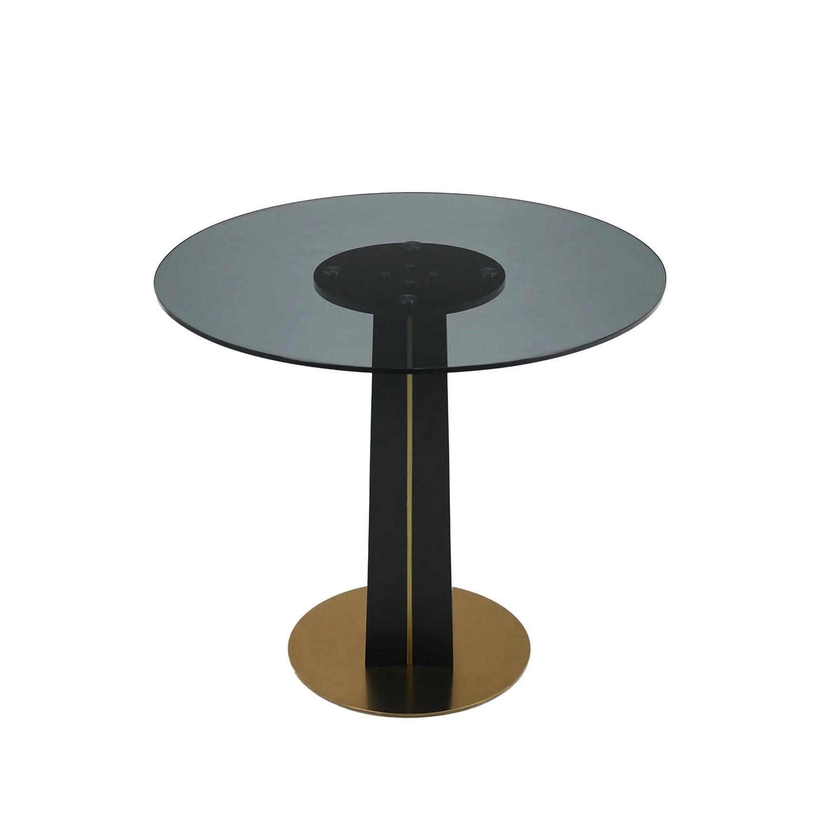 Mesa de bistró Oro Glass | Redonda gris de 86 cm con base de madera
