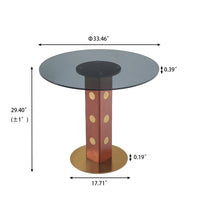 Oro Glass Bistro Table | 34" Gray Round With Wood Base