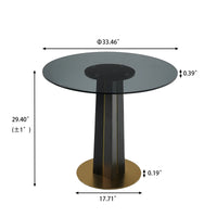 Oro Glass Bistro Table | 34" Gray Round With Wood Base