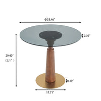 Oro Glass Bistro Table | 34" Gray Round With Wood Base