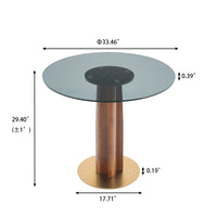 Oro Glass Bistro Table | 34" Gray Round With Wood Base