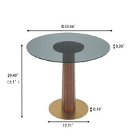 Oro Glass Bistro Table | 34" Gray Round With Wood Base