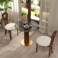 Oro Glass Bistro Table | 34" Gray Round With Wood Base