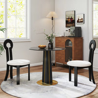 Oro Glass Bistro Table | 34" Gray Round With Wood Base