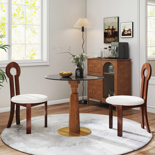 Oro Glass Bistro Table | 34" Gray Round With Wood Base