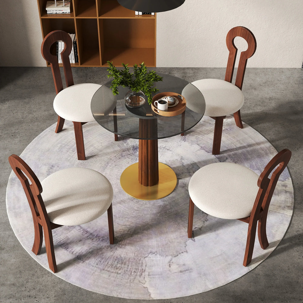 Oro Glass Bistro Table | 34" Gray Round With Wood Base