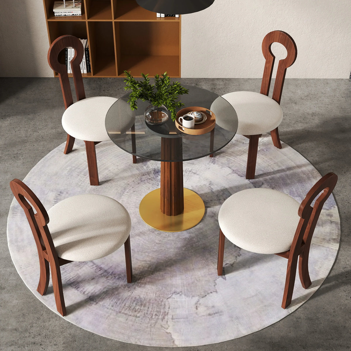 Oro Glass Bistro Table | 34" Gray Round With Wood Base