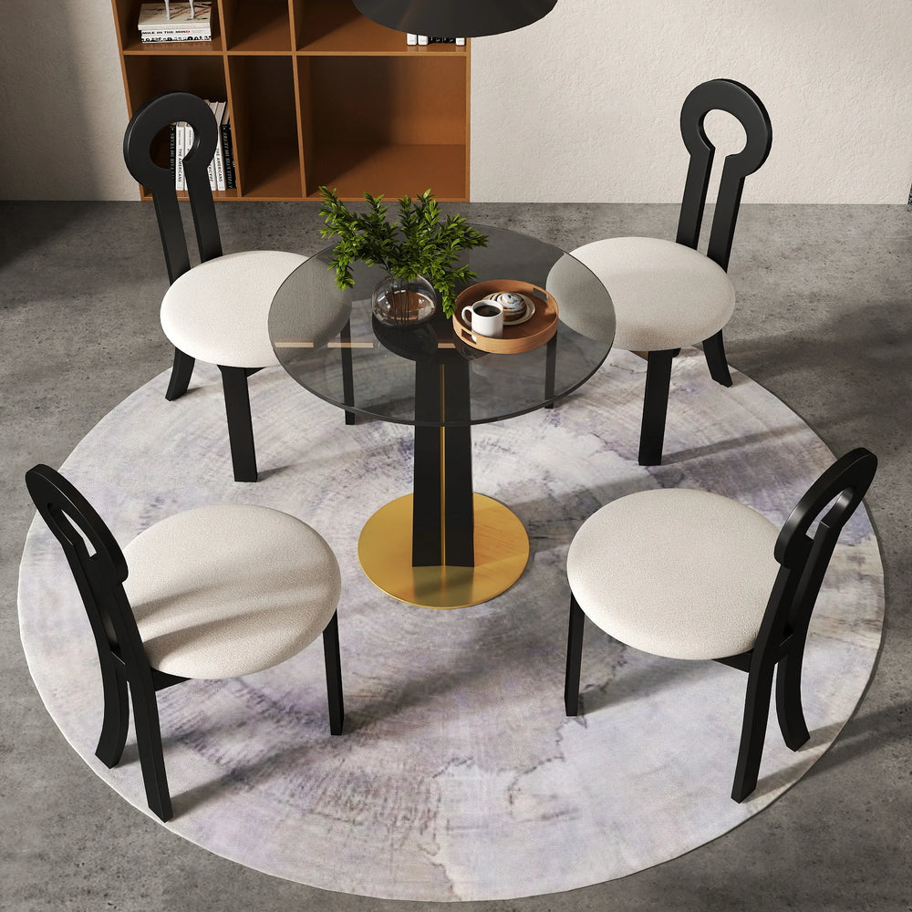 Oro Glass Bistro Table | 34" Gray Round With Wood Base