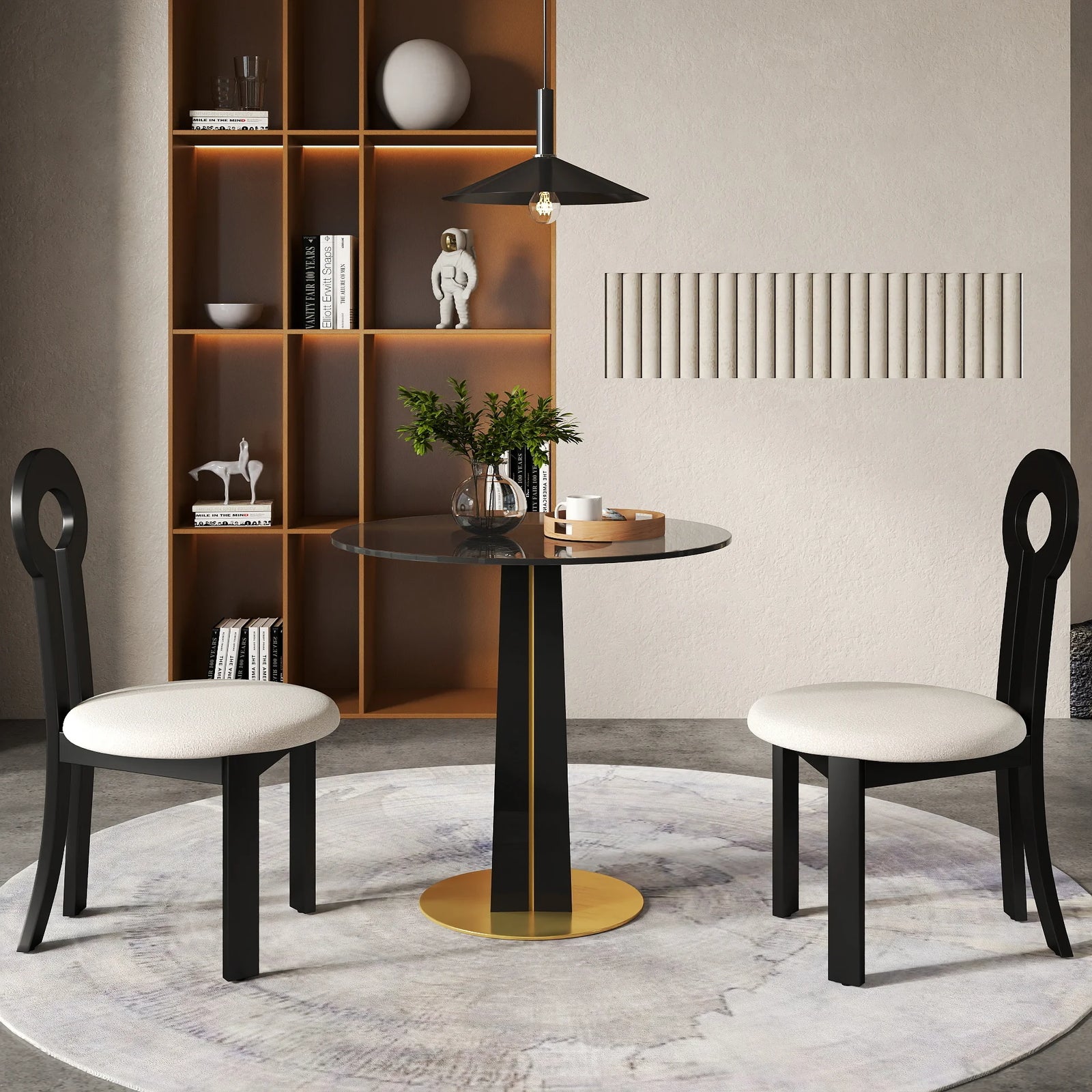 Mesa de bistró Oro Glass | Redonda gris de 86 cm con base de madera