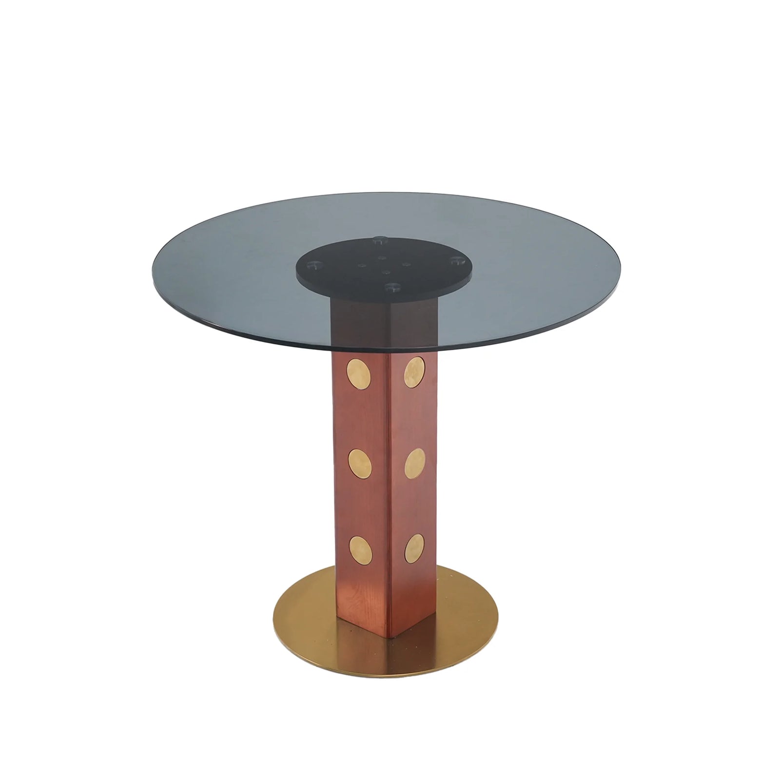Mesa de bistró Oro Glass | Redonda gris de 86 cm con base de madera
