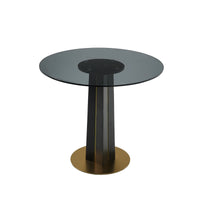 Oro Glass Bistro Table | 34" Gray Round With Wood Base