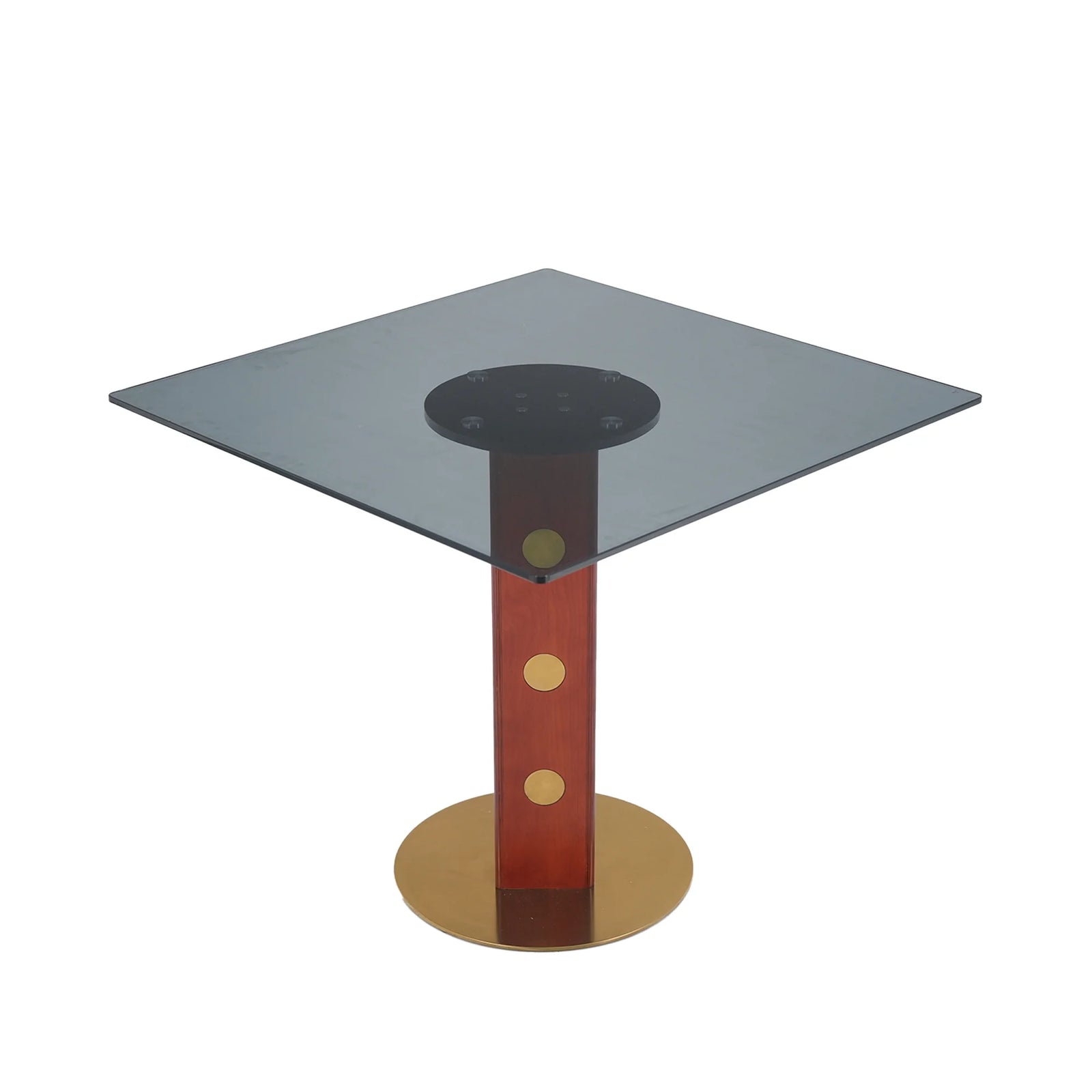 Mesa de bistró Oro Glass | Cuadrada gris de 86 cm con base de madera