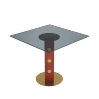 Oro Glass Bistro Table | 34" Gray Square With Wood Base