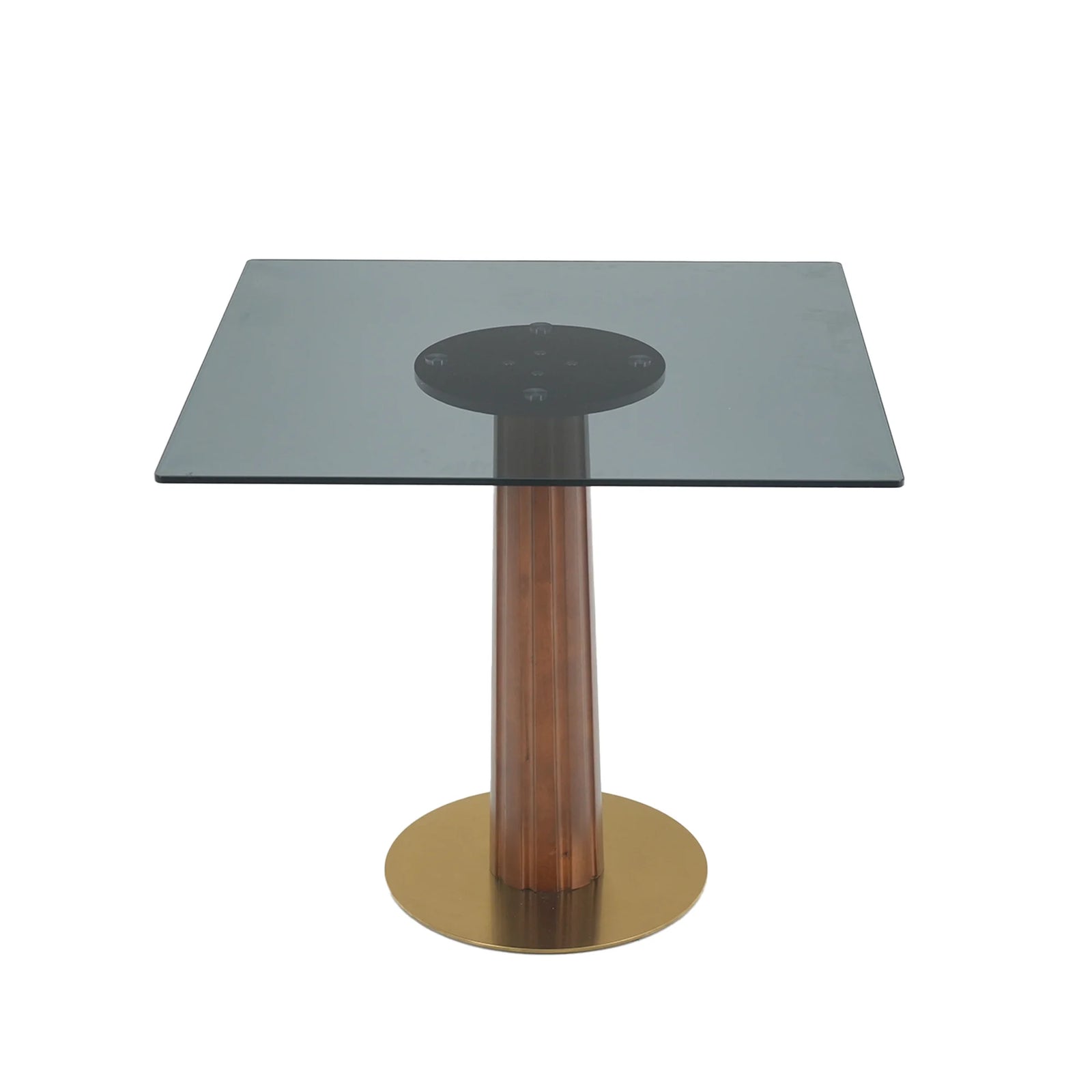 Mesa de bistró Oro Glass | Cuadrada gris de 86 cm con base de madera