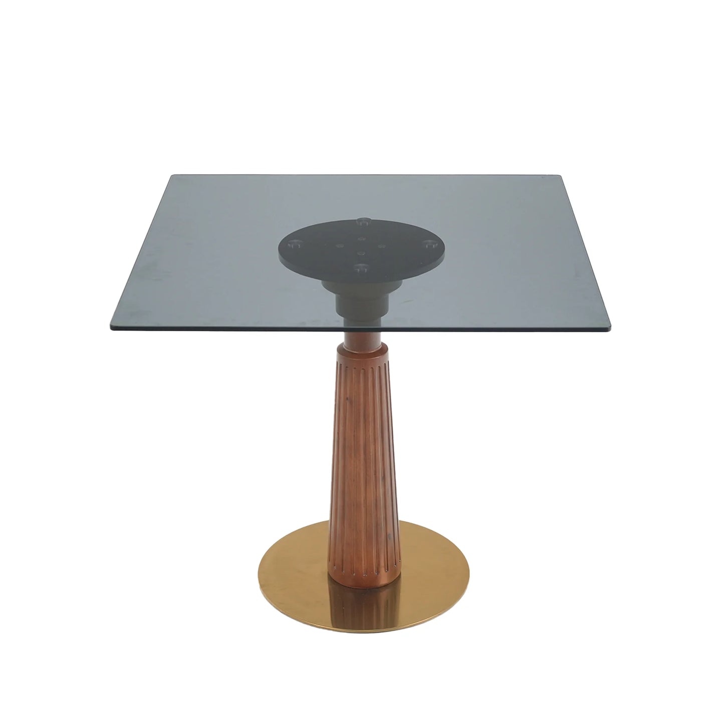 Oro Glass Bistro Table | 34" Gray Square With Wood Base
