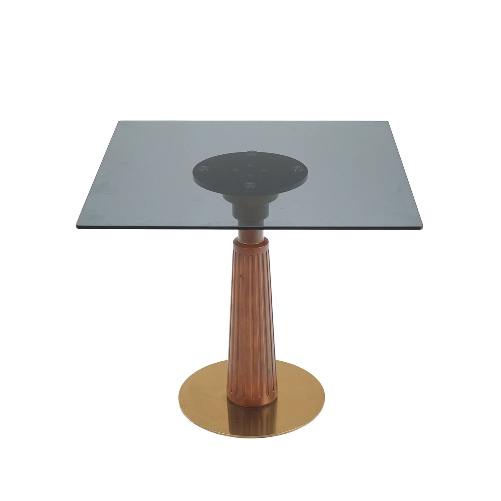 Mesa de bistró Oro Glass | Cuadrada gris de 86 cm con base de madera