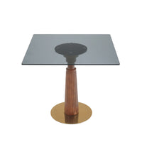 Oro Glass Bistro Table | 34" Gray Square With Wood Base