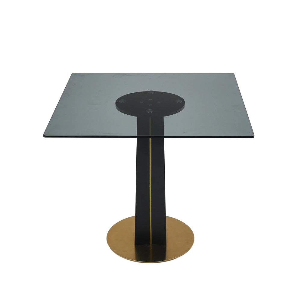 Oro Glass Bistro Table | 34" Gray Square With Wood Base