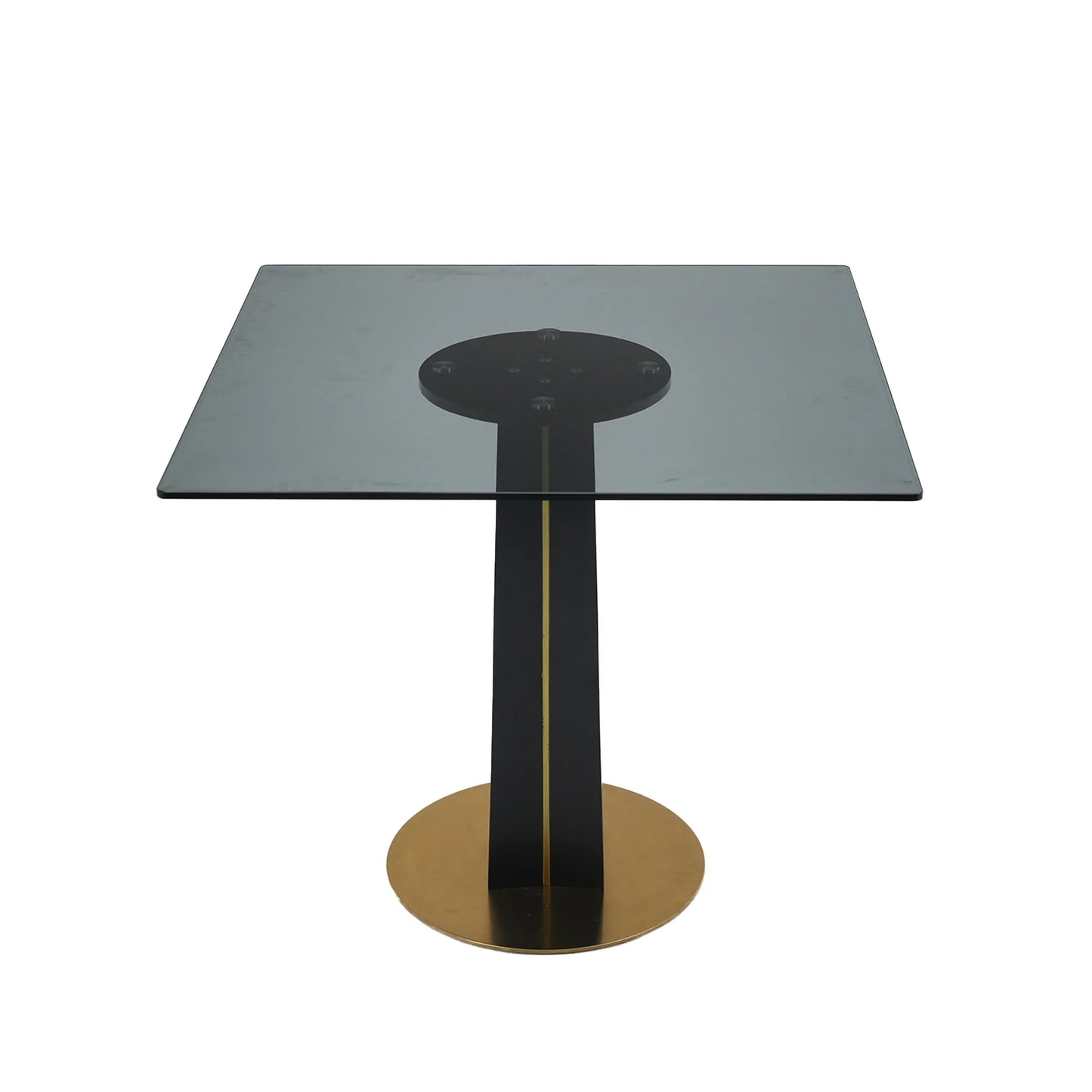 Oro Glass Bistro Table | 34" Gray Square With Wood Base