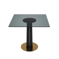 Oro Glass Bistro Table | 34" Gray Square With Wood Base