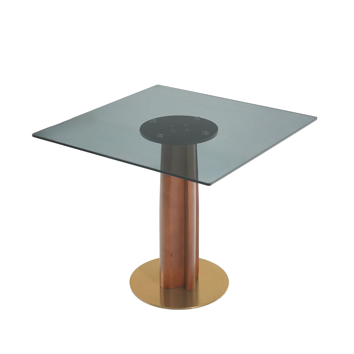 Mesa de bistró Oro Glass | Cuadrada gris de 86 cm con base de madera