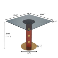 Oro Glass Bistro Table | 34" Gray Square With Wood Base