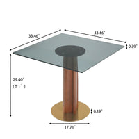 Oro Glass Bistro Table | 34" Gray Square With Wood Base