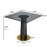 Oro Glass Bistro Table | 34" Gray Square With Wood Base