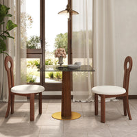 Oro Glass Bistro Table | 34" Gray Square With Wood Base