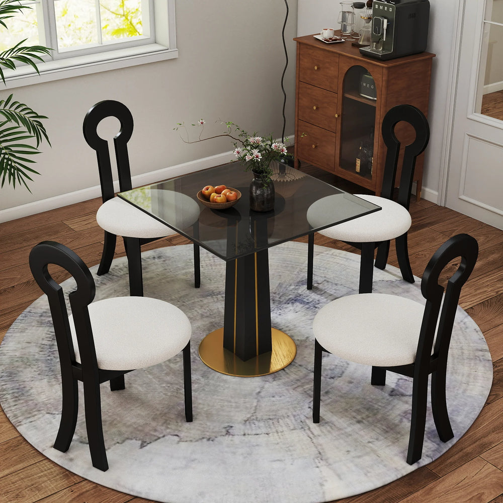 Oro Glass Bistro Table | 34" Gray Square With Wood Base