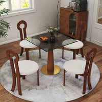 Oro Glass Bistro Table | 34" Gray Square With Wood Base