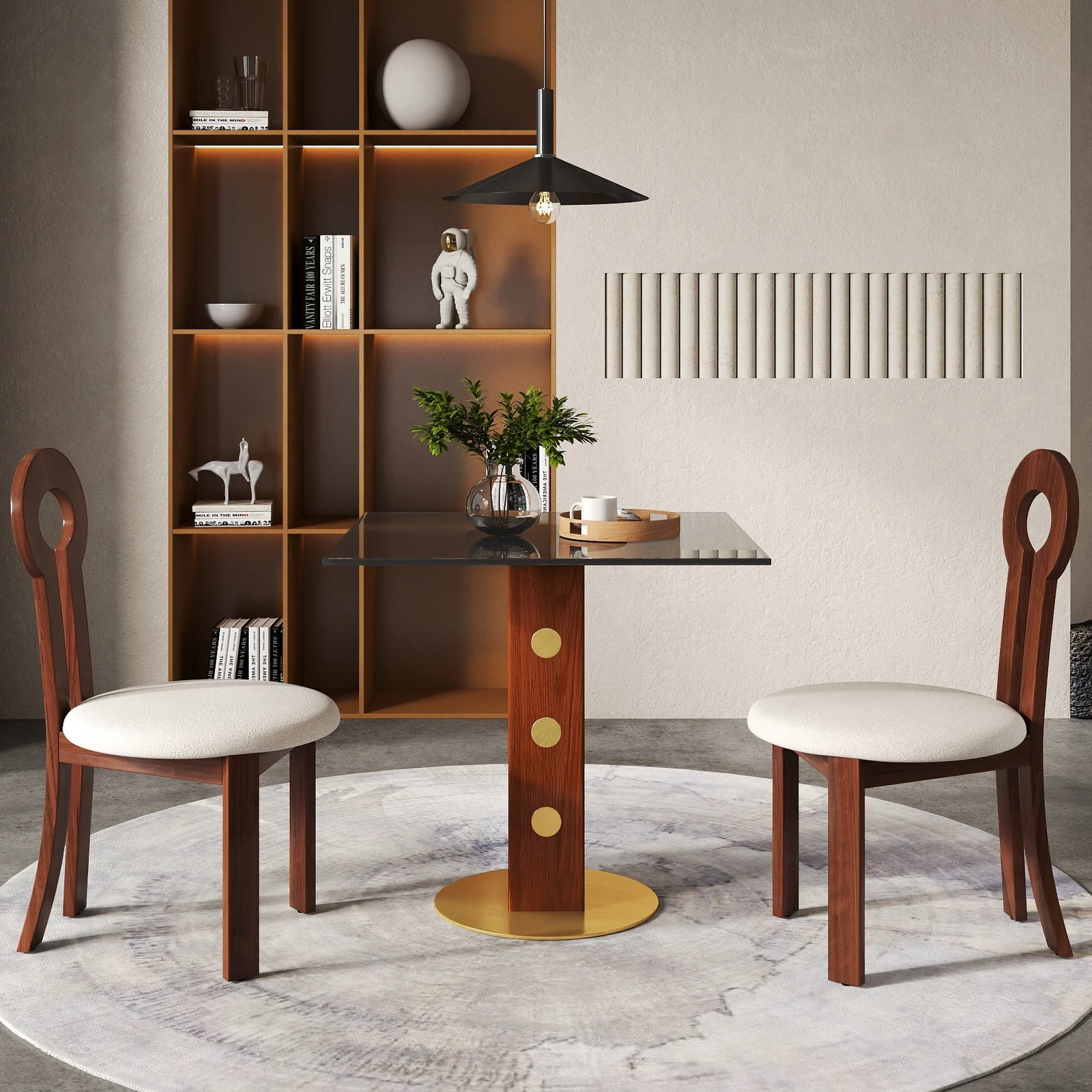 Mesa de bistró Oro Glass | Cuadrada gris de 86 cm con base de madera